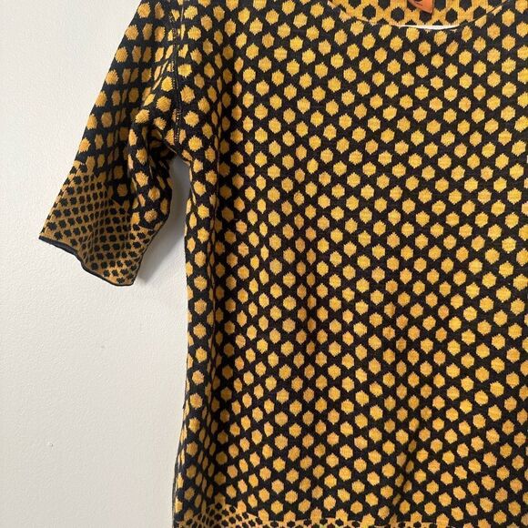 Tory Burch - Yellow & Navy Printed Short Sleeve Knit Sweater S - Picture 3 of 7
